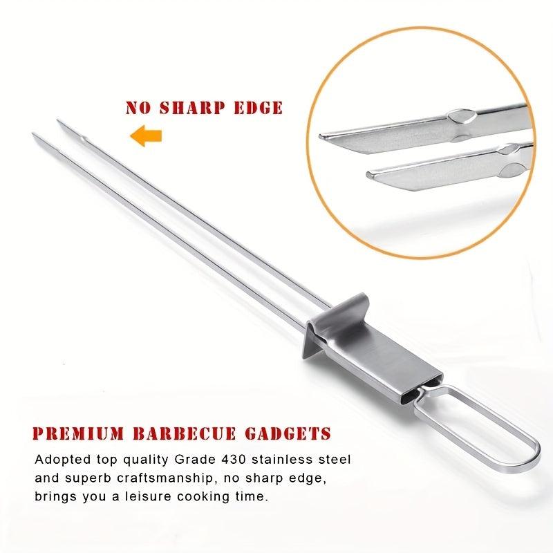 6pcs Stainless Steel BBQ Skewers 33.02cm Barbecue Picks with Sliders