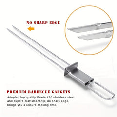 6pcs Stainless Steel BBQ Skewers 33.02cm Barbecue Picks with Sliders