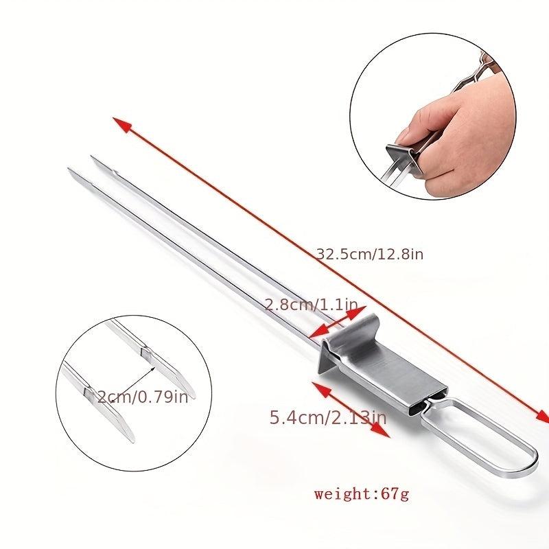 6pcs Stainless Steel BBQ Skewers 33.02cm Barbecue Picks with Sliders