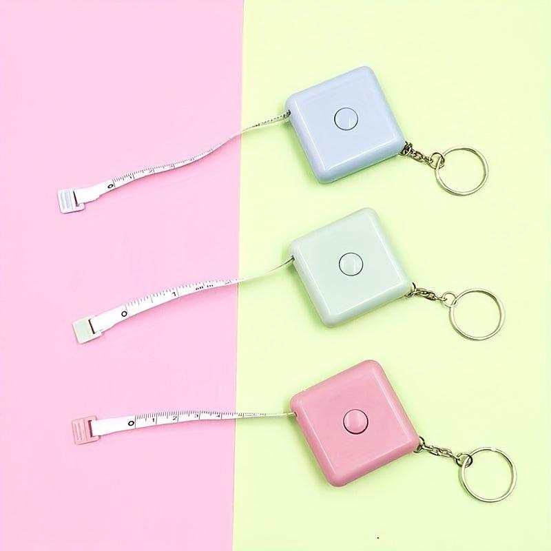 Mini Portable Telescopic Ruler Keychain Measuring Clothes Leather Square