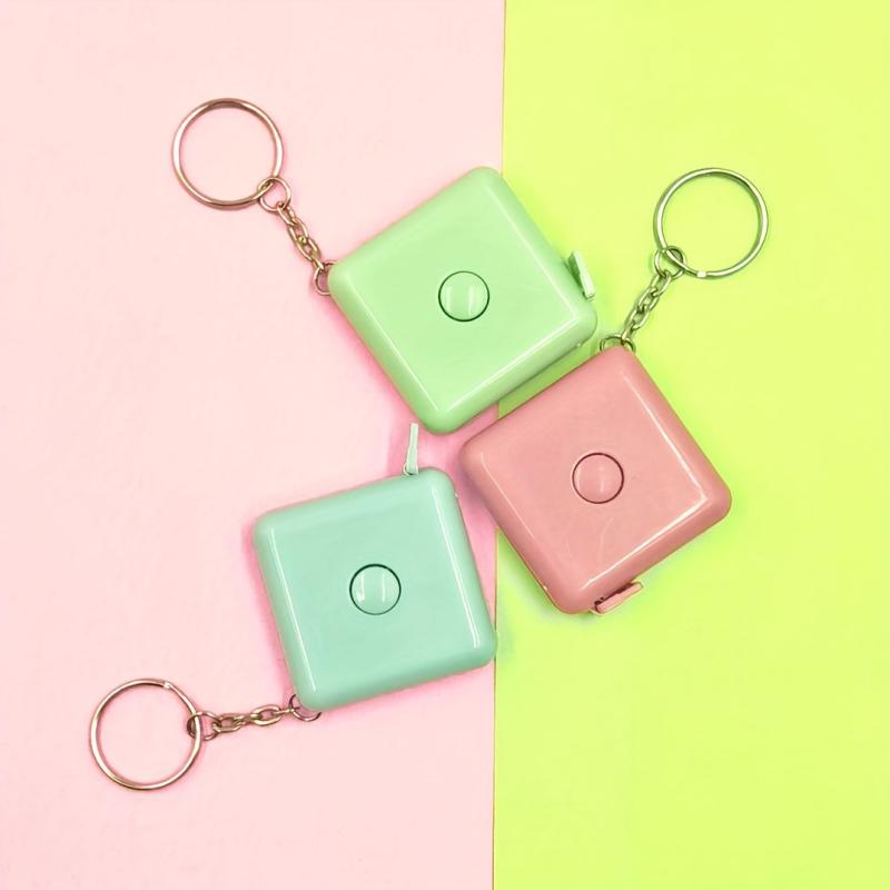 Mini Portable Telescopic Ruler Keychain Measuring Clothes Leather Square