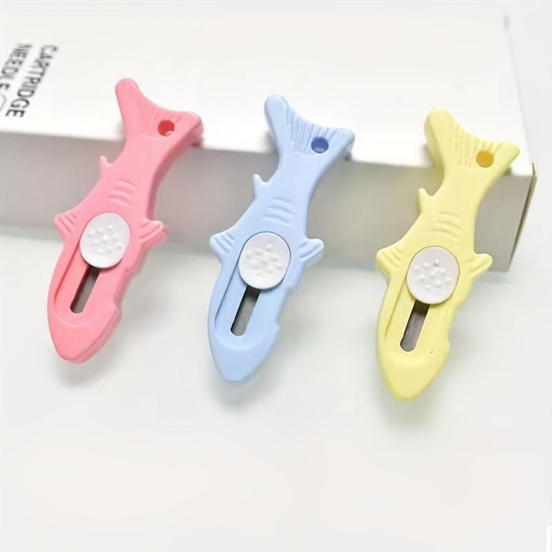 3pcs Little Fish Box Cutter Paper Cutting Art Office Small Portable