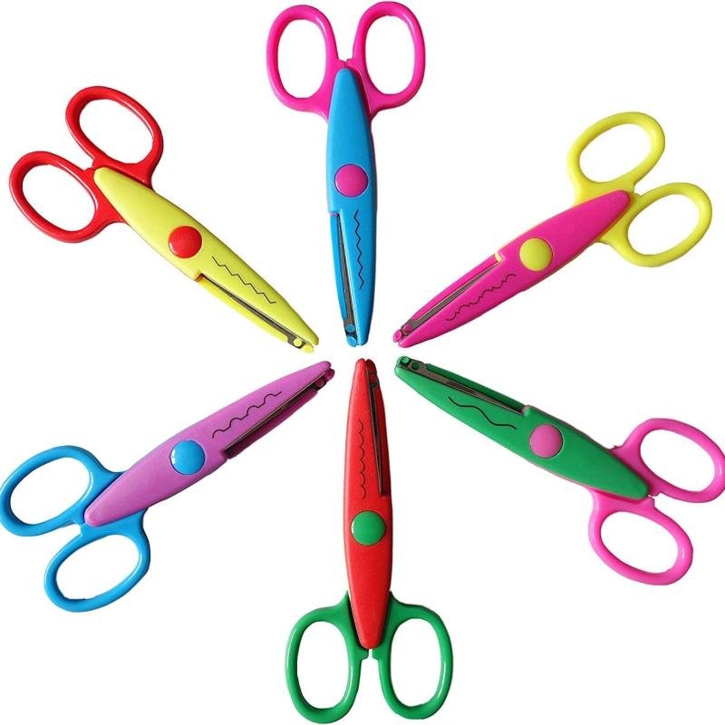 6pcs Kids' Safety Scissors, DIY Trimming Scissors, Kindergarten Paper Cutting