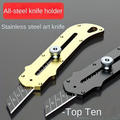 2pcs Stainless Steel Utility Blade Retractable Manual Cutter for School Office