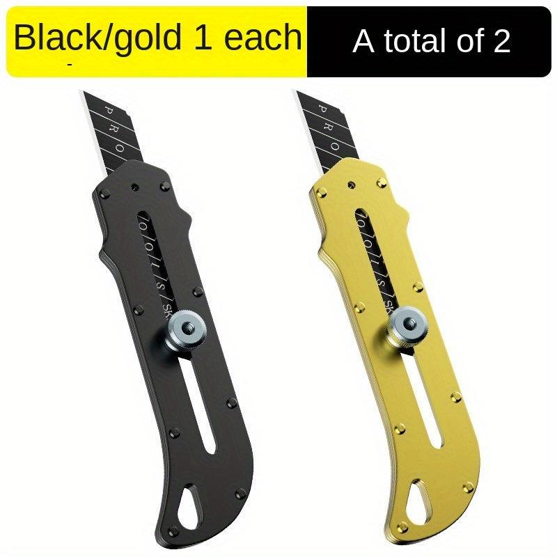 2pcs Stainless Steel Utility Blade Retractable Manual Cutter for School Office