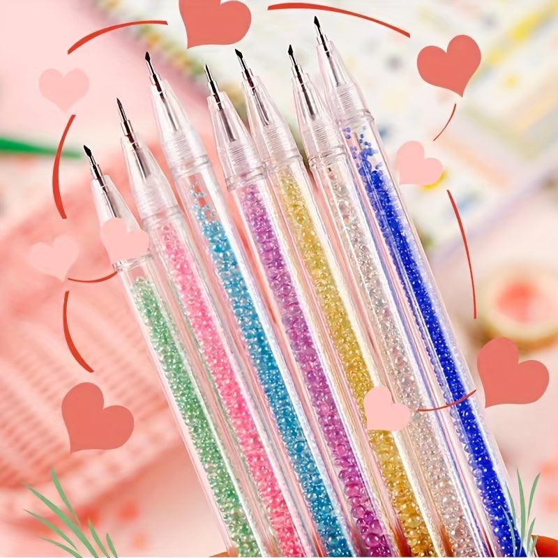 Ins Style Girl Heart Crushed Stone Pen Small Head Pen