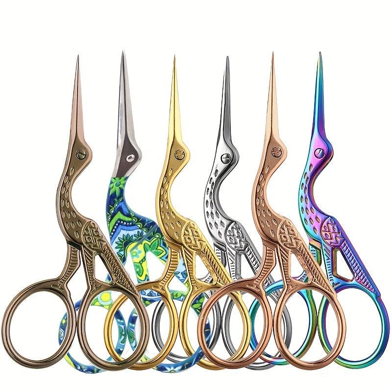 5pcs Golden Plated Crane Scissors Vintage Dragon And Phoenix Scissors