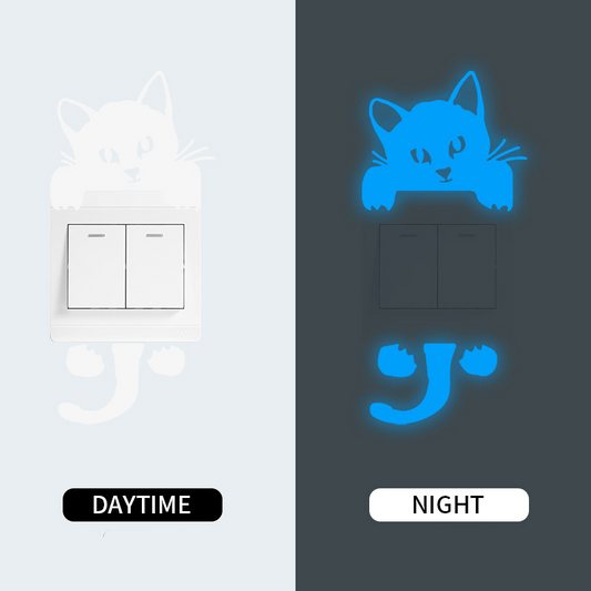 Glow in the Dark Cat Switch Wall Stickers Halloween Decor