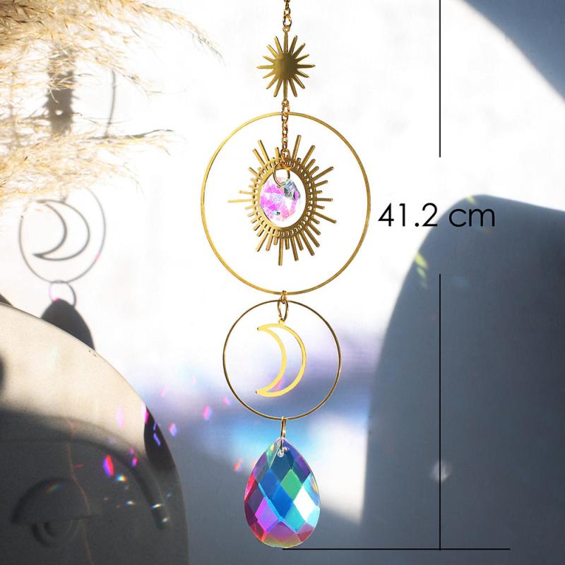 Crystal Sun Catcher Wind Chime Moon Decor Pendant Home Wedding Party