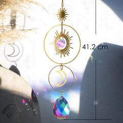 Crystal Sun Catcher Wind Chime Moon Decor Pendant Home Wedding Party