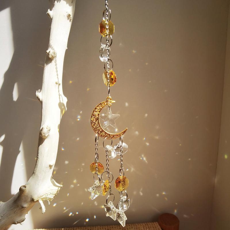 Crystal Sun Catcher Wind Chime Moon Decor Pendant Home Wedding Party