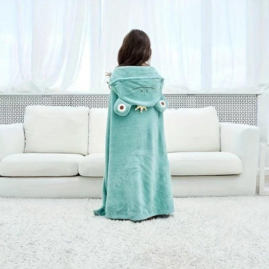 Frog Bathrobe Soft Kids Hooded Bath Towel Cartoon Pattern Bath Wrap