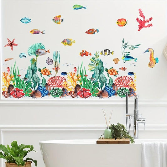 Colorful Coral Underwater World Wall Sticker for Bathroom and Home D cor