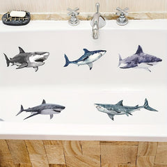 6Pcs Anti Slip Shark Bathtub Stickers Waterproof Bathroom Stickers