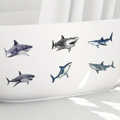 6Pcs Anti Slip Shark Bathtub Stickers Waterproof Bathroom Stickers