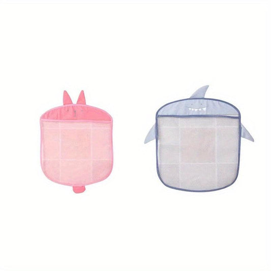 2pcs Kids Bathroom Cartoon Mesh Hanging Bag Bath Toy Storage