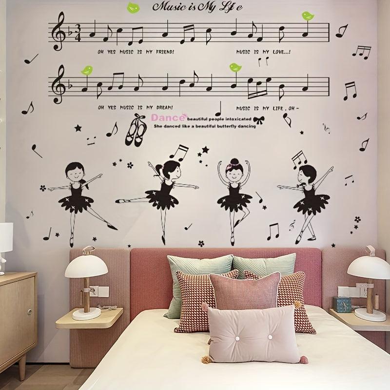 Piano Music Cat Self Adhesive Wall Stickers for Kids