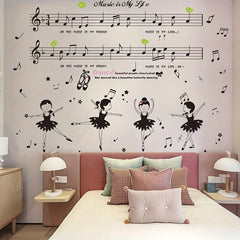 Piano Music Cat Self Adhesive Wall Stickers for Kids