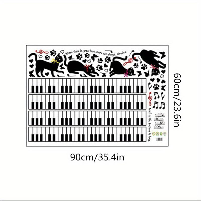 Piano Music Cat Self Adhesive Wall Stickers for Kids