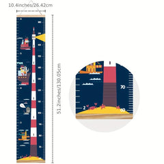 Light House Growth Chart Canvas Wall Hanging for Bedroom