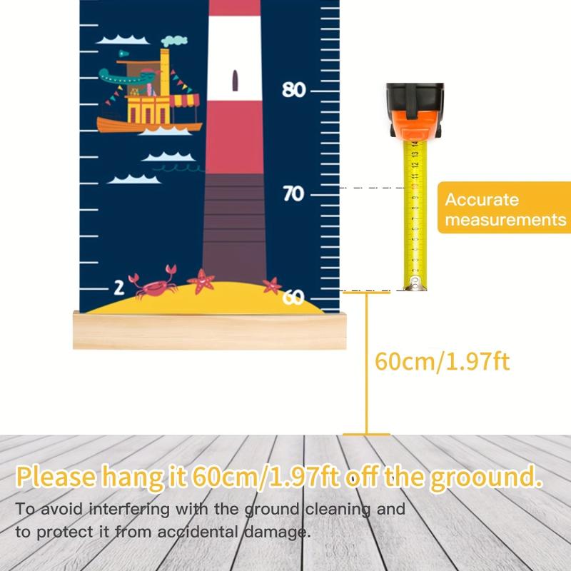 Light House Growth Chart Canvas Wall Hanging for Bedroom