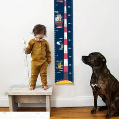 Light House Growth Chart Canvas Wall Hanging for Bedroom