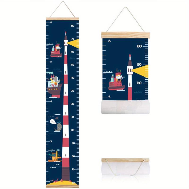 Light House Growth Chart Canvas Wall Hanging for Bedroom