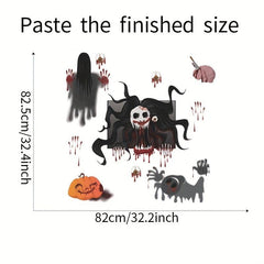 2pcs Halloween Wall Stickers Pumpkin Skull Bloody Hand Prints Window Film