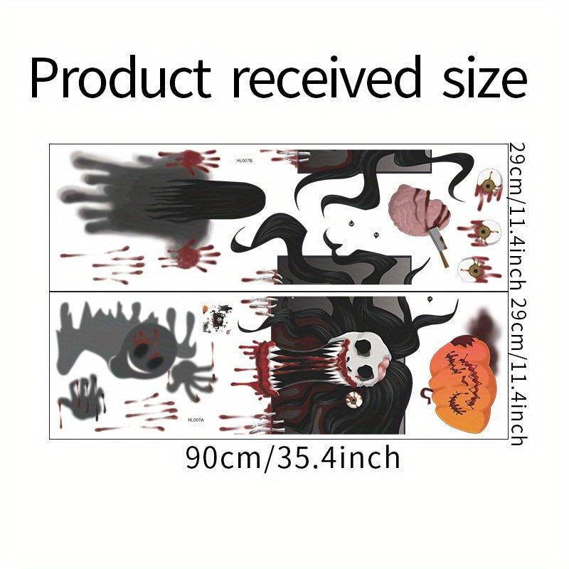 2pcs Halloween Wall Stickers Pumpkin Skull Bloody Hand Prints Window Film