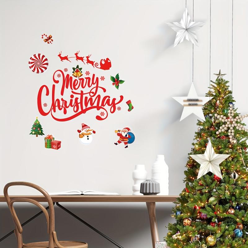 Christmas Wall Stickers Merry Christmas Door Window Decorations