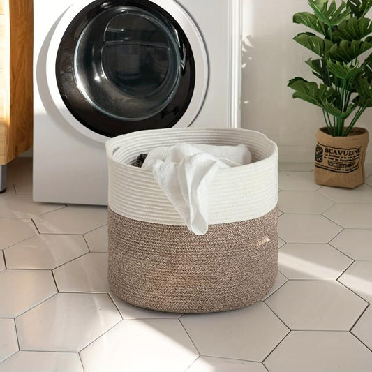 Large Rope Woven Basket 40x40x35cm for Laundry and Blanket Storage