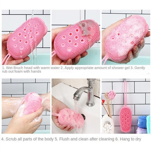 Soft Silicone Body Scrubber Massage Bath Brush Exfoliates Dead Skin