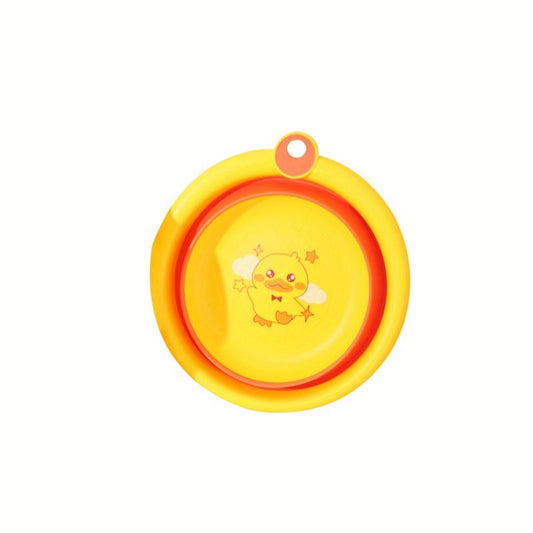 Yellow Duck Folding Tub Plastic Baby Bathtub, Portable Collapsible Wash Basin