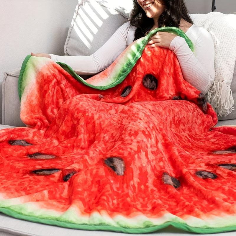 Watermelon Print Round Blanket Soft Warm Throw Blanket Nap Blanket