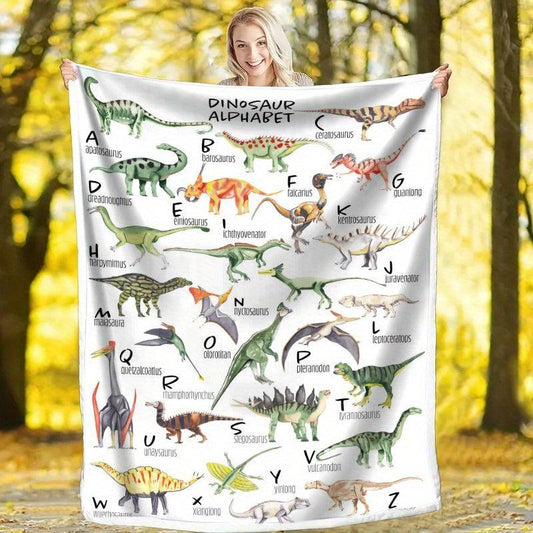 Dinosaur Print Flannel Fleece Throw Blanket Soft Cozy for Sofa Office Bed