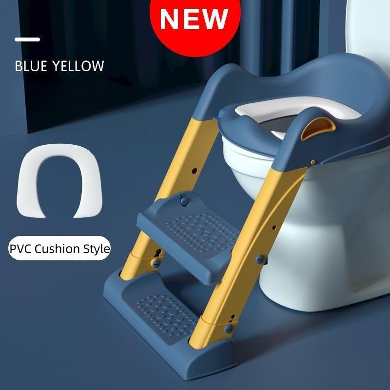 Foldable Kids Potty Training Toilet Seat with Step Stool & Cushion