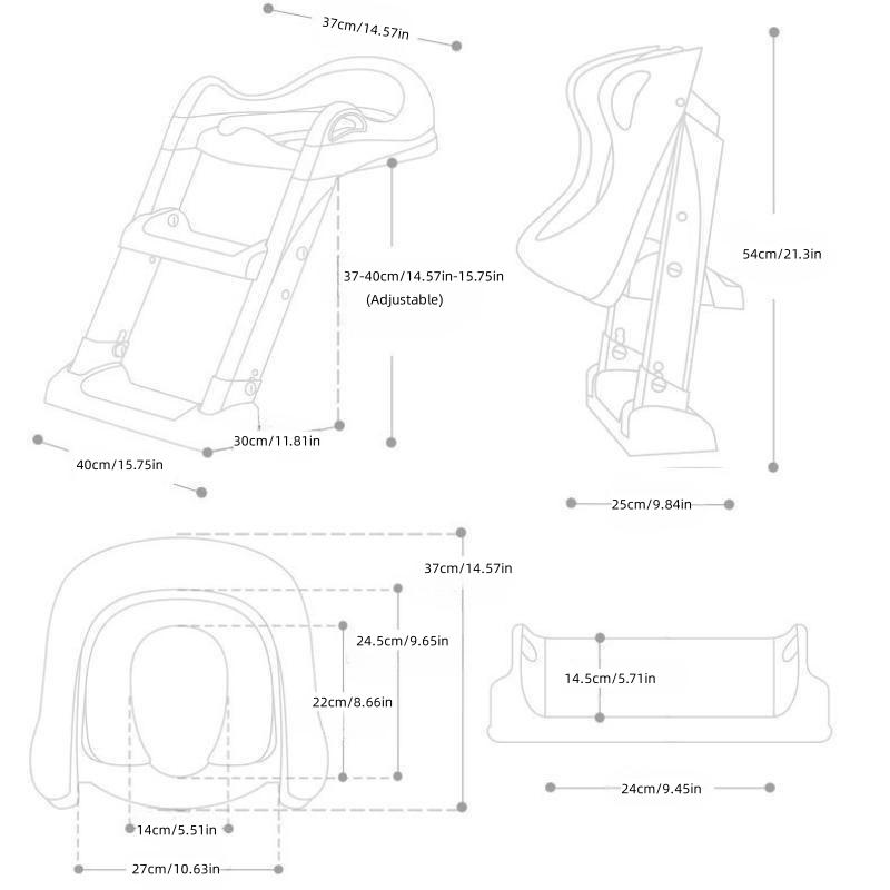 Foldable Kids Potty Training Toilet Seat with Step Stool & Cushion