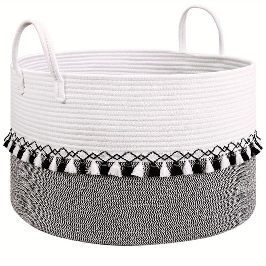 Large Cotton Rope Laundry Basket with Handles