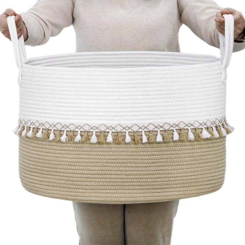 Large Cotton Rope Laundry Basket with Handles