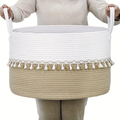 Large Cotton Rope Laundry Basket with Handles