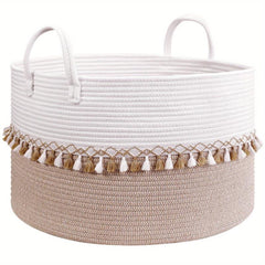 Large Cotton Rope Laundry Basket with Handles