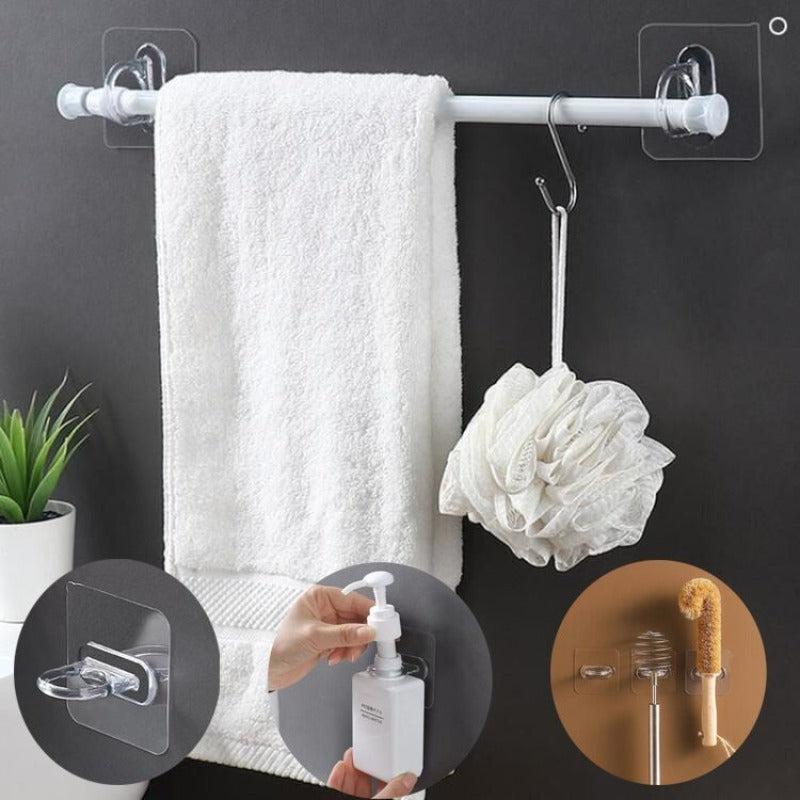 5pcs Bathroom Adhesive Ring Curtain Rod Hook Holder Organizer Hook Hanger