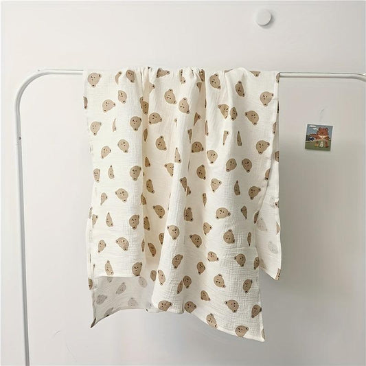 Soft & Cozy Bear Print Baby Blanket - Skin Friendly Bath Towel