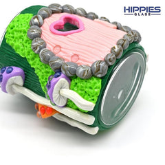 Glass Toothpaste Cup Holder with Cartoon Mushroom Decoration