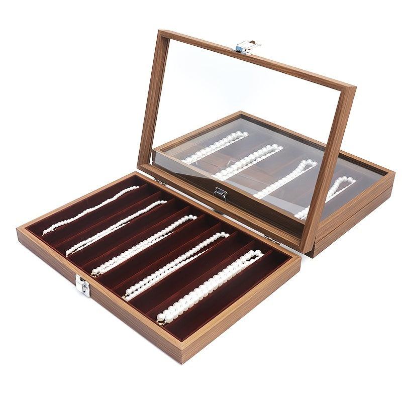 Wooden 10 Slot Jewelry Box Walnut Storage Organizer with Lid