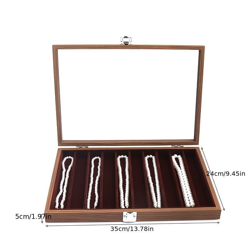 Wooden 10 Slot Jewelry Box Walnut Storage Organizer with Lid