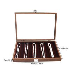 Wooden 10 Slot Jewelry Box Walnut Storage Organizer with Lid