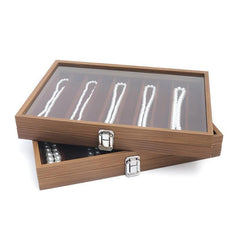 Wooden 10 Slot Jewelry Box Walnut Storage Organizer with Lid