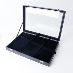 Faux Leather Jewelry Box 6 grid Jewelry Storage Display Box Clear Lid