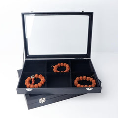 Faux Leather Jewelry Box 6 grid Jewelry Storage Display Box Clear Lid